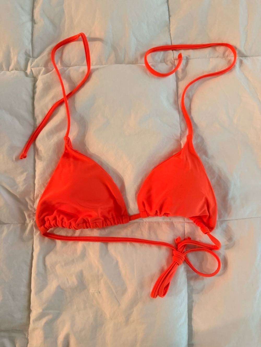 Neon Orange Triangle Bikini Top